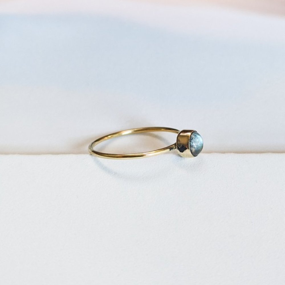 NWT Baizaar Round Labradorite Dainty Stacking Ring - Picture 3 of 4